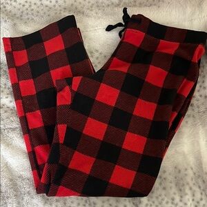 Buffalo plaid fleece pj pant L Red and Black Plaid Lounge Pants Old Navy 🦬
